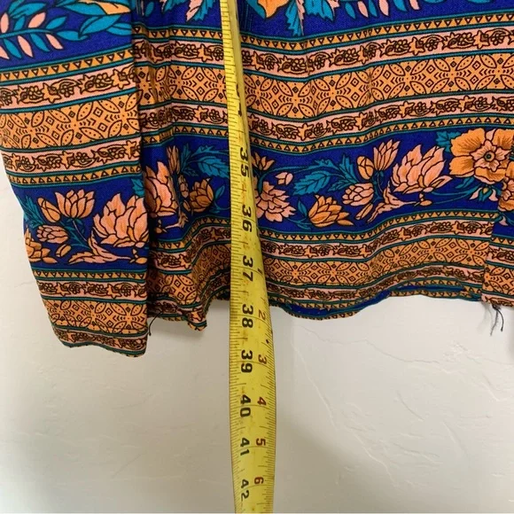 MSM Colorful Floral Boho Wide Leg Pants Elastic Waist Drawstring Size Small - Picture 7 of 11